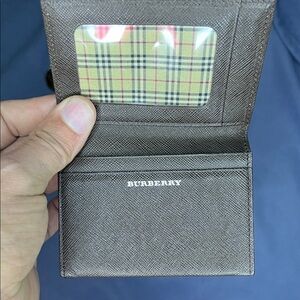 Burberry Brown Leather Card Holder with Nova Check Lining